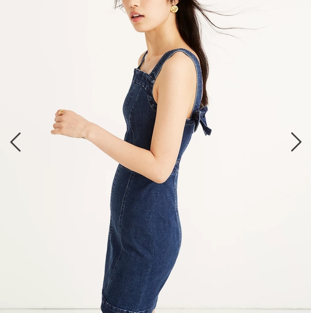 Madewell Denim Apron Bow-back Dress Size 4
